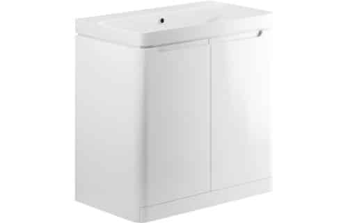 Nanya 805mm 2 Door Floor Standing Basin Unit - White Gloss