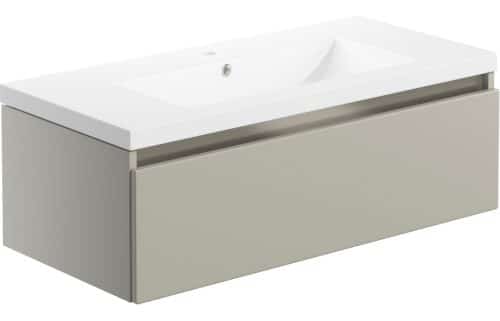 Beachy Head 815mm 1 Drawer Wall Hung Basin Unit Inc. Basin - Matt Latte