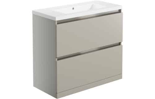 Beachy Head 815mm 2 Drawer Floor Standing Basin Unit Inc. Basin - Matt Latte