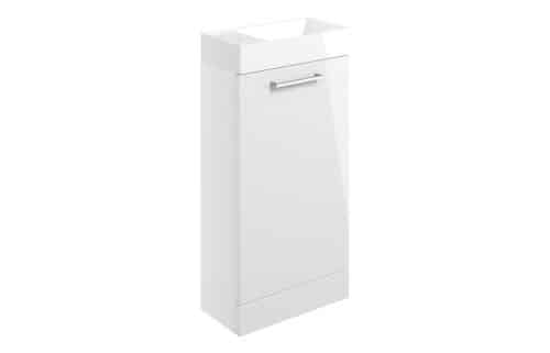Moai 410mm Floor Standing 1 Door Basin Unit & 1TH Basin - White Gloss