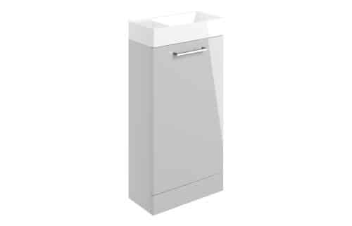 Moai 410mm Floor Standing 1 Door Basin Unit & 1TH Basin - Grey Gloss