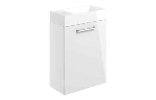 Moai 410mm Wall Hung 1 Door Basin Unit & 1TH Basin - White Gloss
