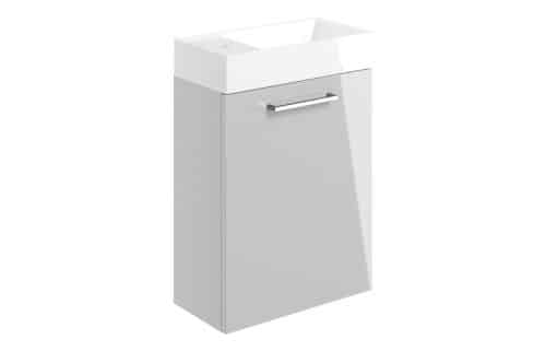 Moai 410mm Wall Hung 1 Door Basin Unit & 1TH Basin - Grey Gloss