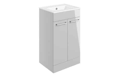 Moai 510mm Floor Standing 2 Door Basin Unit & 1TH Thin Edge Basin - Grey Gloss