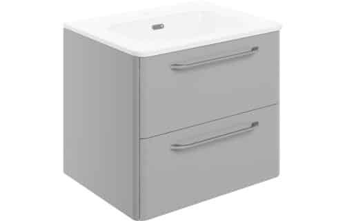 Dingli 610mm 2 Drawer Wall Unit & Basin - Grey Gloss