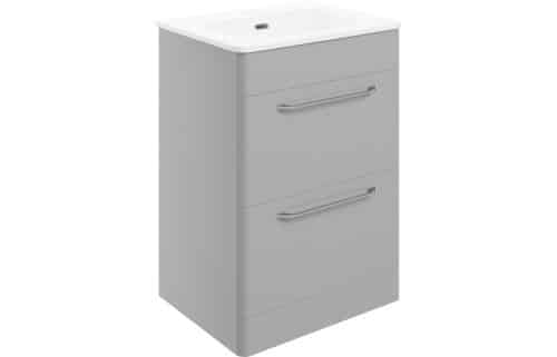 Dingli 610mm 2 Drawer Floor Unit & Basin - Grey Gloss