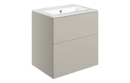 Horseshoe Bend 610mm Wall Hung 2 Drawer Basin Unit & 1TH Basin - Matt Latte