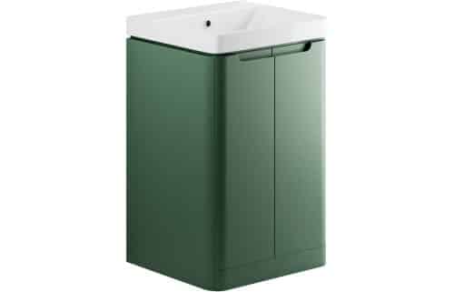 Nanya 500mm 2 Door Floor Standing Cloakroom Basin Unit - Matt Sage Green