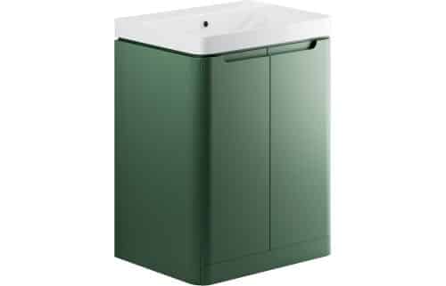 Nanya 605mm 2 Door Floor Standing Basin Unit - Matt Sage Green