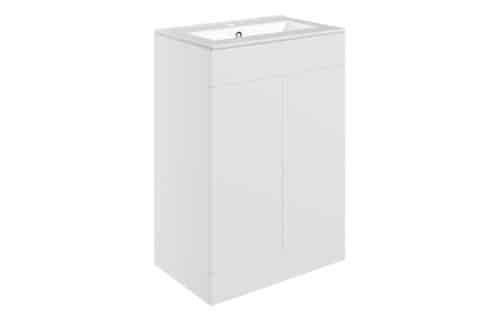Horseshoe Bend 610mm Floor Standing 2 Door Basin Unit & 1TH Basin - Matt White