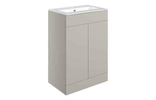 Horseshoe Bend 610mm Floor Standing 2 Door Basin Unit & 1TH Basin - Matt Latte