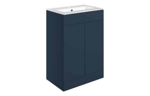 Horseshoe Bend 610mm Floor Standing 2 Door Basin Unit & 1TH Basin - Matt Deep Blue
