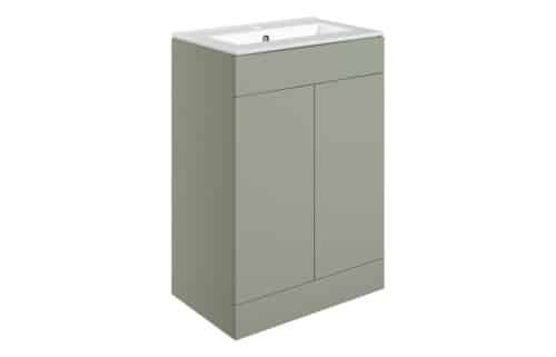 Horseshoe Bend 610mm Floor Standing 2 Door Basin Unit & 1TH Basin - Matt Olive Green