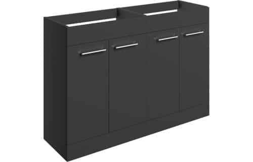 Moai 1180mm Floor Standing 2 Door Basin Unit Run (No Top) - Anthracite Gloss