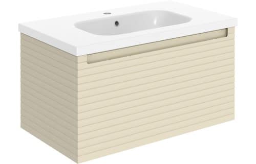 Old Harry 815mm Wall Hung 1 Drawer Basin Unit & 1TH Basin - Matt Cotton