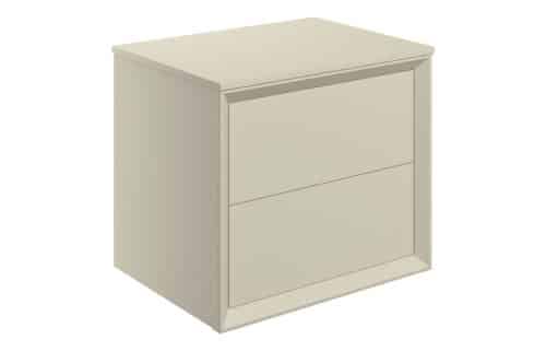 Wave 610mm Wall Hung 2 Drawer Basin Unit & Top - Matt Cotton