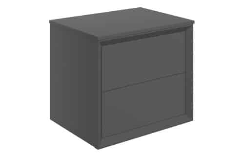 Wave 610mm Wall Hung 2 Drawer Basin Unit & Top - Matt Clay