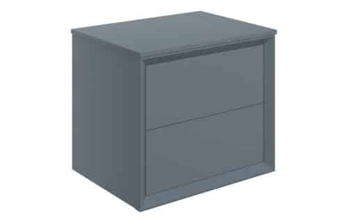 Wave 610mm Wall Hung 2 Drawer Basin Unit & Top - Matt Storm Blue