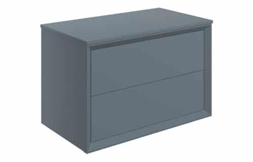 Wave 810mm Wall Hung 2 Drawer Basin Unit & Top - Matt Storm Blue
