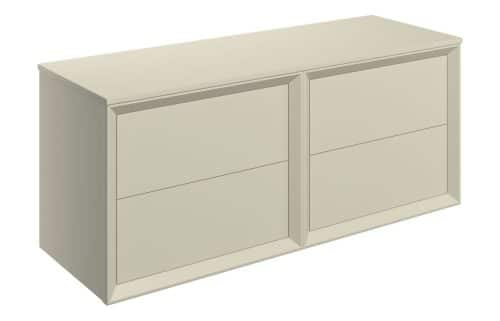 Wave 1210mm Wall Hung 4 Drawer Basin Unit Run & Top - Matt Cotton