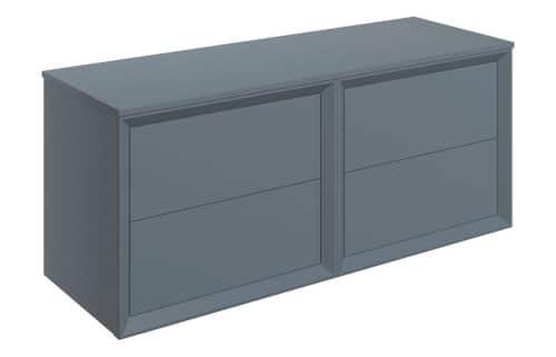 Wave 1210mm Wall Hung 4 Drawer Basin Unit Run & Top - Matt Storm Blue