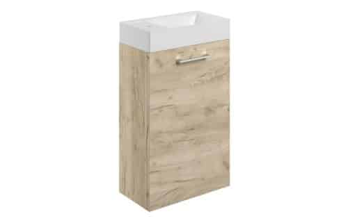 Moai 410mm Wall Hung 1 Door Basin Unit & 1TH Basin - Oak