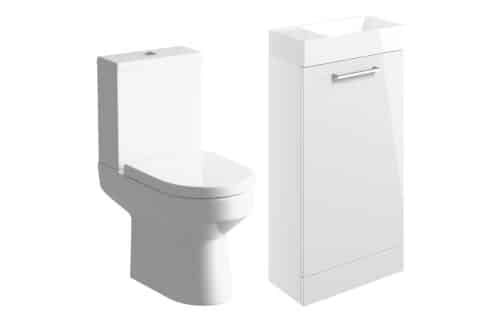Moai 410mm F/S Basin Unit & C/C Toilet Pack - White Gloss