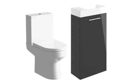 Moai 410mm F/S Basin Unit & C/C Toilet Pack - Anthracite Gloss