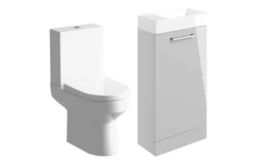 Moai 410mm F/S Basin Unit & C/C Toilet Pack - Grey Gloss