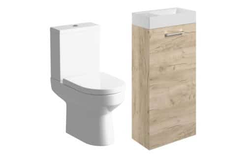Moai 410mm F/S Basin Unit & C/C Toilet Pack - Oak