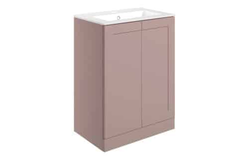 White Cliffs 615mm Floor Standing 2 Door Basin Unit & Basin - Matt Peony