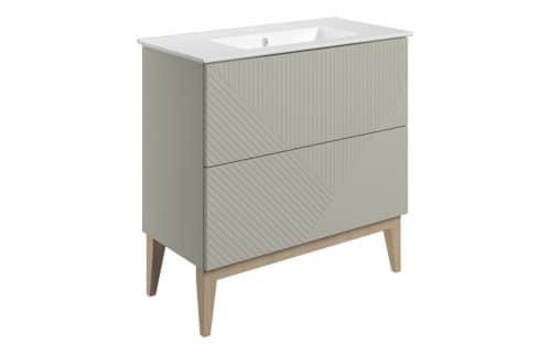 Platte 815mm Floor Standing 2 Drawer Basin Unit & Basin - Matt Oat