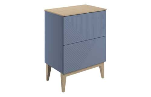 Platte 610mm Floor Standing 2 Drawer Basin Unit & Maple Oak Effect Worktop - Matt Smoke Blue
