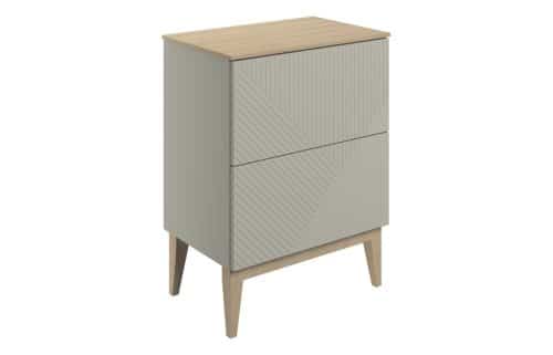 Platte 610mm Floor Standing 2 Drawer Basin Unit & Maple Oak Effect Worktop - Matt Oat