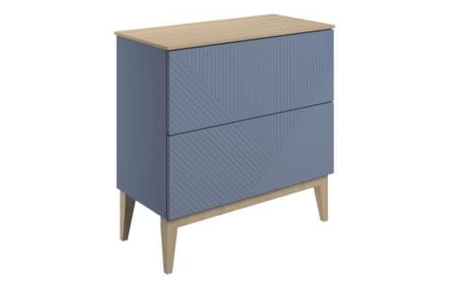 Platte 810mm Floor Standing 2 Drawer Basin Unit & Maple Oak Effect Worktop - Matt Smoke Blue