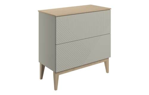 Platte 810mm Floor Standing 2 Drawer Basin Unit & Maple Oak Effect Worktop - Matt Oat