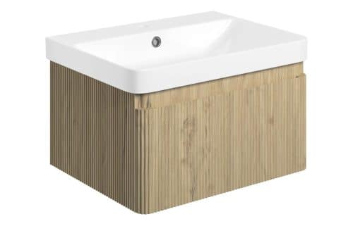 Ayers 605mm Wall Hung 1 Drawer Basin Unit & 1TH Basin - Textured Oak