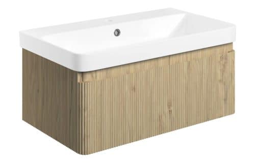 Ayers 805mm Wall Hung 1 Drawer Basin Unit & 1TH Basin - Textured Oak