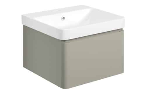 Danube 500mm Wall Hung 1 Drawer Basin Unit & Basin - Matt Latte