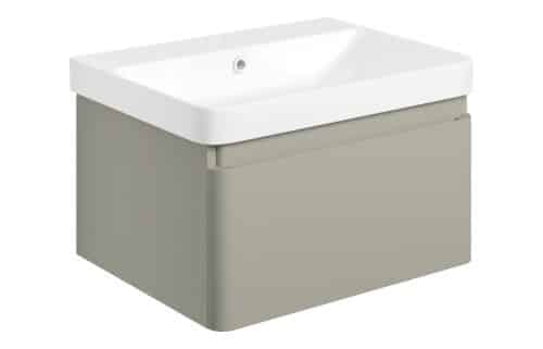 Danube 605mm Wall Hung 1 Drawer Basin Unit & Basin - Matt Latte