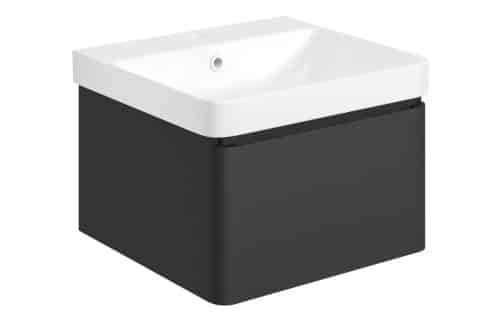 Danube 500mm Wall Hung 1 Drawer Basin Unit & Basin - Matt Black