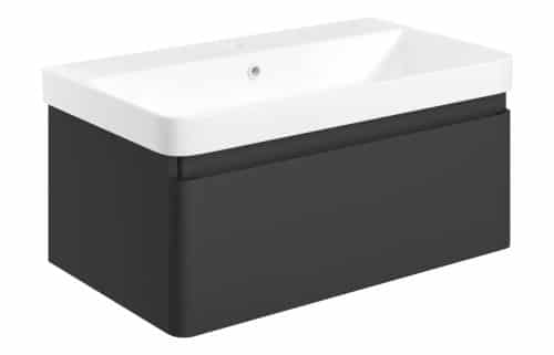 Danube 805mm Wall Hung 1 Drawer Basin Unit & Basin - Matt Black