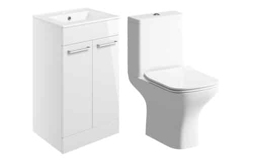 Moai 510mm Floor Standing Unit & Close Coupled WC Pack - White Gloss