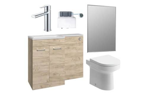 Ontika 1000mm Furniture & BTW WC Pack - Oak (LH)