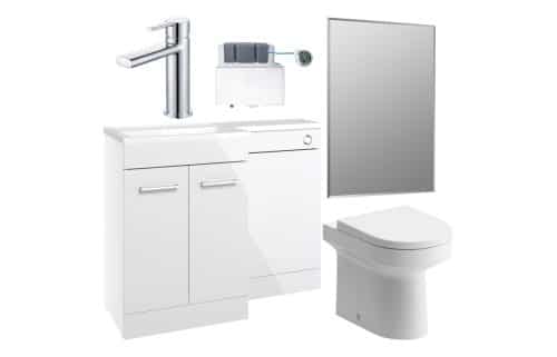 Ontika 1000mm Furniture & BTW WC Pack - White Gloss (LH)