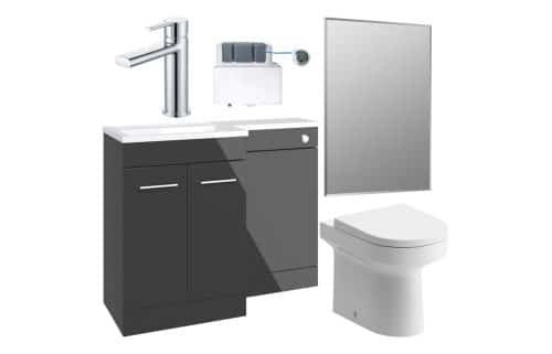 Ontika 1000mm Furniture & BTW WC Pack - Anthracite Gloss (LH)