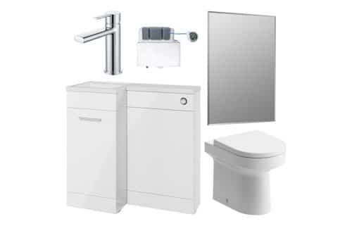 Ontika 900mm Furniture & BTW WC Pack - White Gloss (LH)