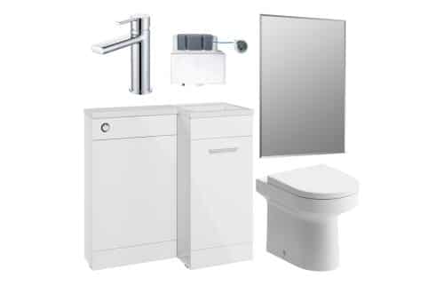Ontika 900mm Furniture & BTW WC Pack - White Gloss (RH)