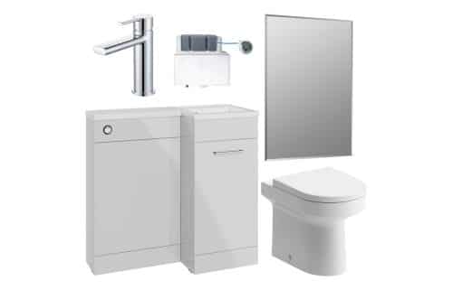 Ontika 900mm Furniture & BTW WC Pack - Grey Gloss (RH)