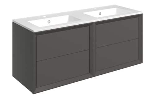 Wave 1210mm Wall Hung 4 Drawer Basin Unit & 2TH Thin Edge Basin - Matt Clay